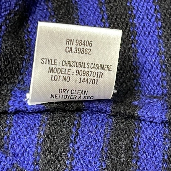 Theory Womens Christobal Cashmere Striped Blue Mock Neck Ribbed Trim Sweater Top - Picture 11 of 11